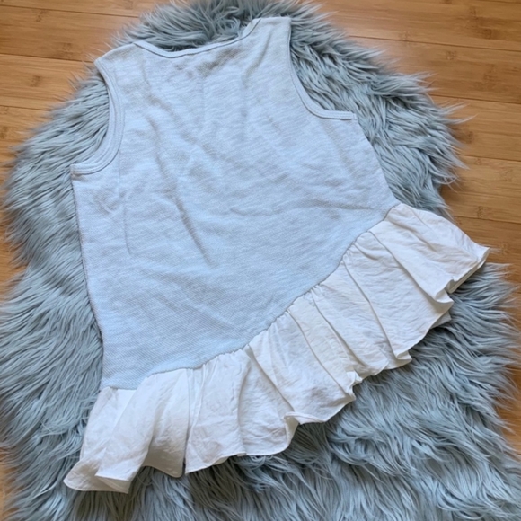 ANTHROPOLGIE Clu + Willoughby Small Ruffle Hem Light Blue Sleeveless Top - Picture 2 of 3